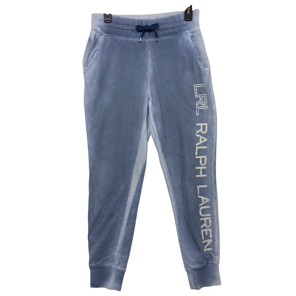 Lauren Ralph Lauren Women’s Blue French Terry Jogger Pants Logo Preppy Small - Picture 2 of 14
